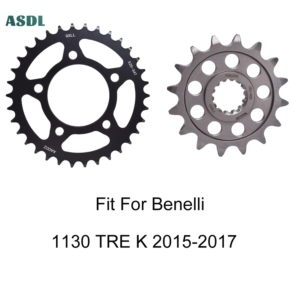 525 34T 16T Motorcycle Front and Rear Sprocket Carburized Steel for Benelli 1130 TRE K 2015 2016 2017 1130 TREK 525 Chain