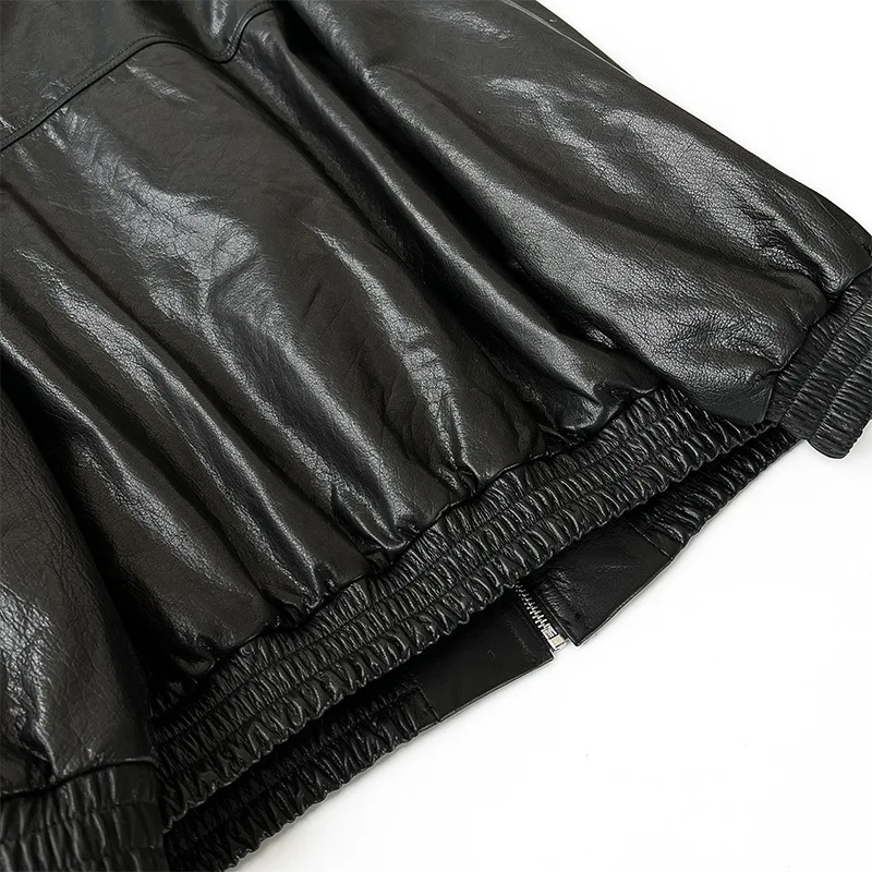 Retro Oil Wax Cow Leather Women/Men Real Leather Jackets 2025 Fall Winter Loose Stand Collar Bomber Jacket Unisex Leather Jacket