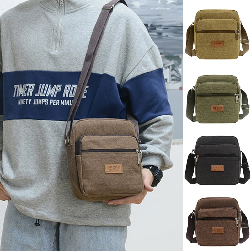 Men Sidebag For Business Crossbody Bag Fashion Version Men's Canvas Large Capacity Single Shoulder Messenger Bag