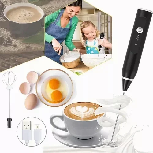 Batedor Misturador Mixer Elétrico para Bebidas Leite Café Clara de Ovos 2 EM 1