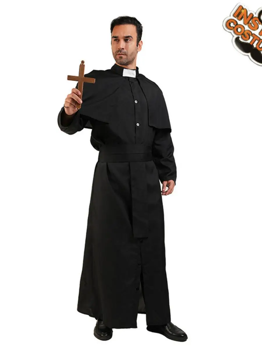 

Новый костюм для выступления на Хэллоуин, костюм священника, крестного отца, ролевая игра, косплей, материал из полиэстера, женская традиционная одежда