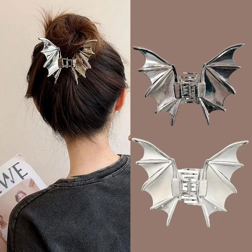 Halloween Bat Claw Clip Gothic Shark Clip Bat Wing Hair Claw Korean Style Crab Clip Bat Hairpin For Women Girls