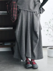 imakokoni 2024 autumn and winter fashionable design sense three-dimensional woolen long skirt