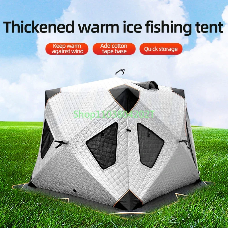 3-4 People Thickened Four Layer Winter Fishing Tent 200g Cotton Cold Warm Outdoor Camping Fishing Equipment Snow Fishing House