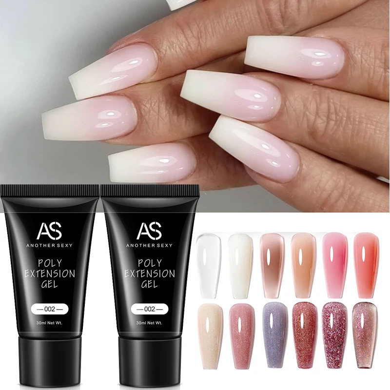 Als 30Ml Gelei Poly Nail Gel Semi-Permanente Acryl Vloeibare Nail Art Hybride Vernissen 1Oz Glitter Verlenggel