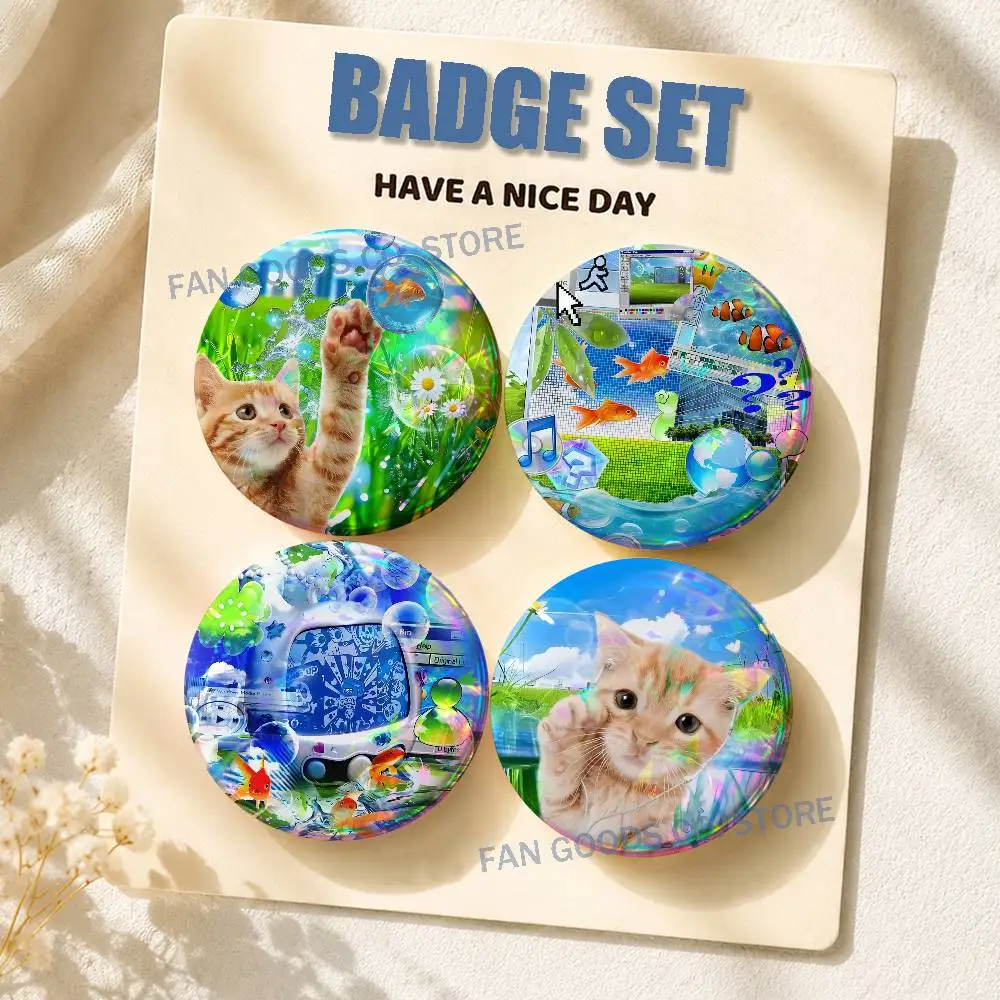 Frutiger Aero Art 2-piece set Pins Backpack Clothes Jewelry Accessories Cartoon Round Brooch Button Badge Fans Collection Gifts