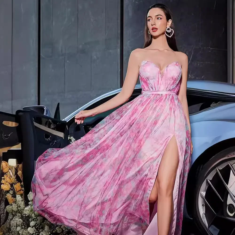 MORODER 2025 Nieuwe Stijl Off-the-Shoulder Hoge Split Mode Crêpe De Chine Ethereal Lange Mouwen Avondjurk jurk