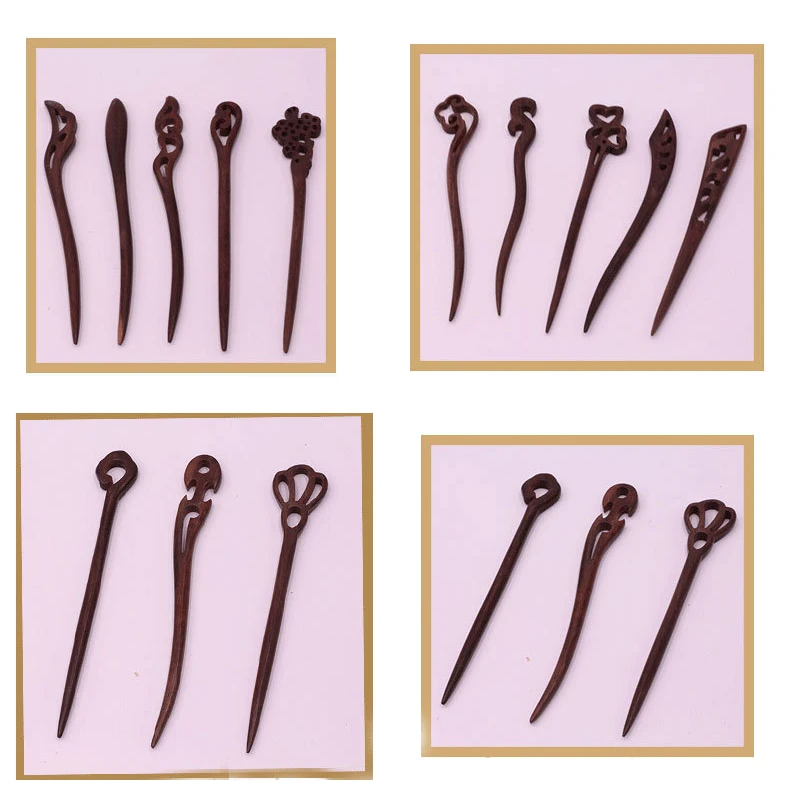 

6 Pcs Handmade Durable Retro Design Accessories Wedding Fashion Headdress Party Wooden Hairpins Daily Wear Hair Sticks