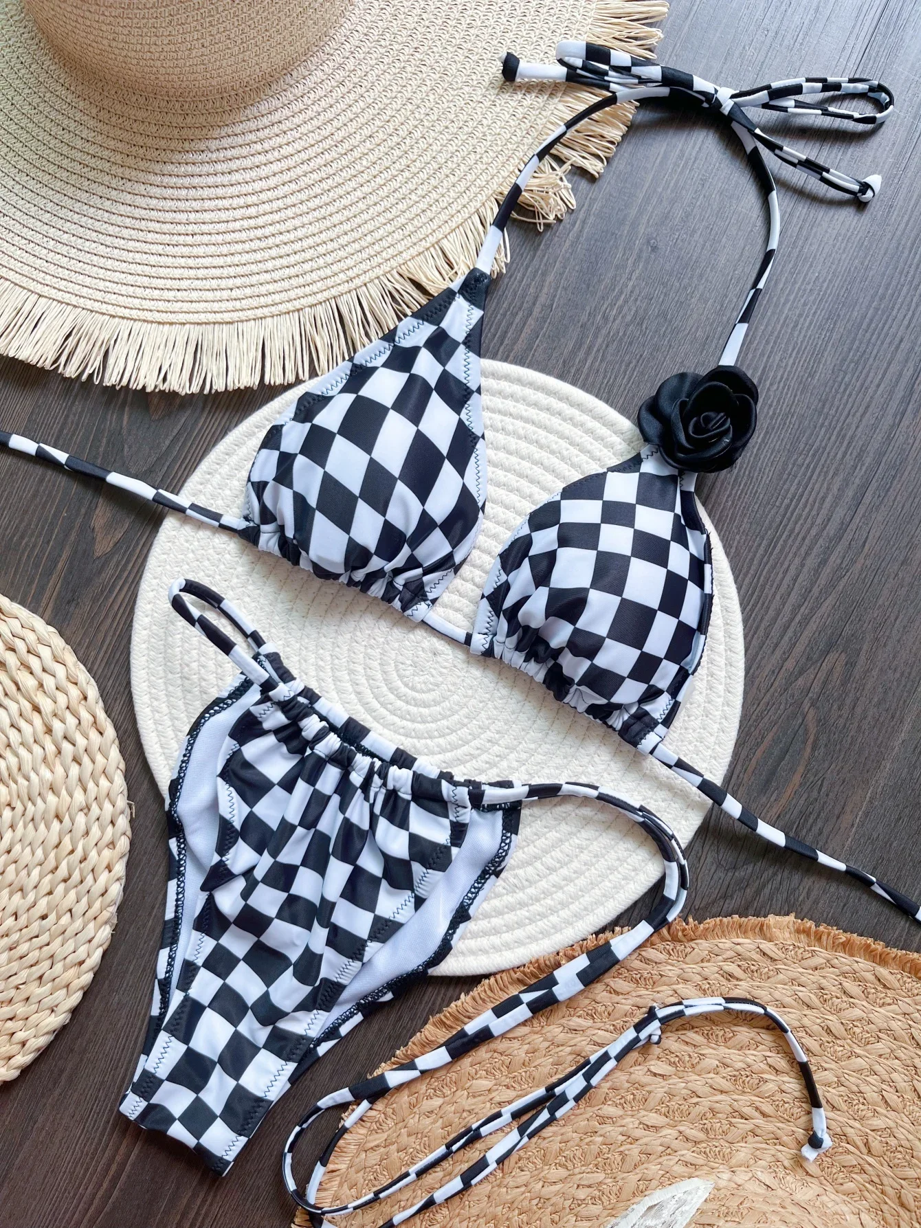 Print Bikini Set Triangle Swimwear Women Swimsuit Sexy Bikini Set Bandage Bathing Suits Two Piece Suit Biquini Push Up Beachwear