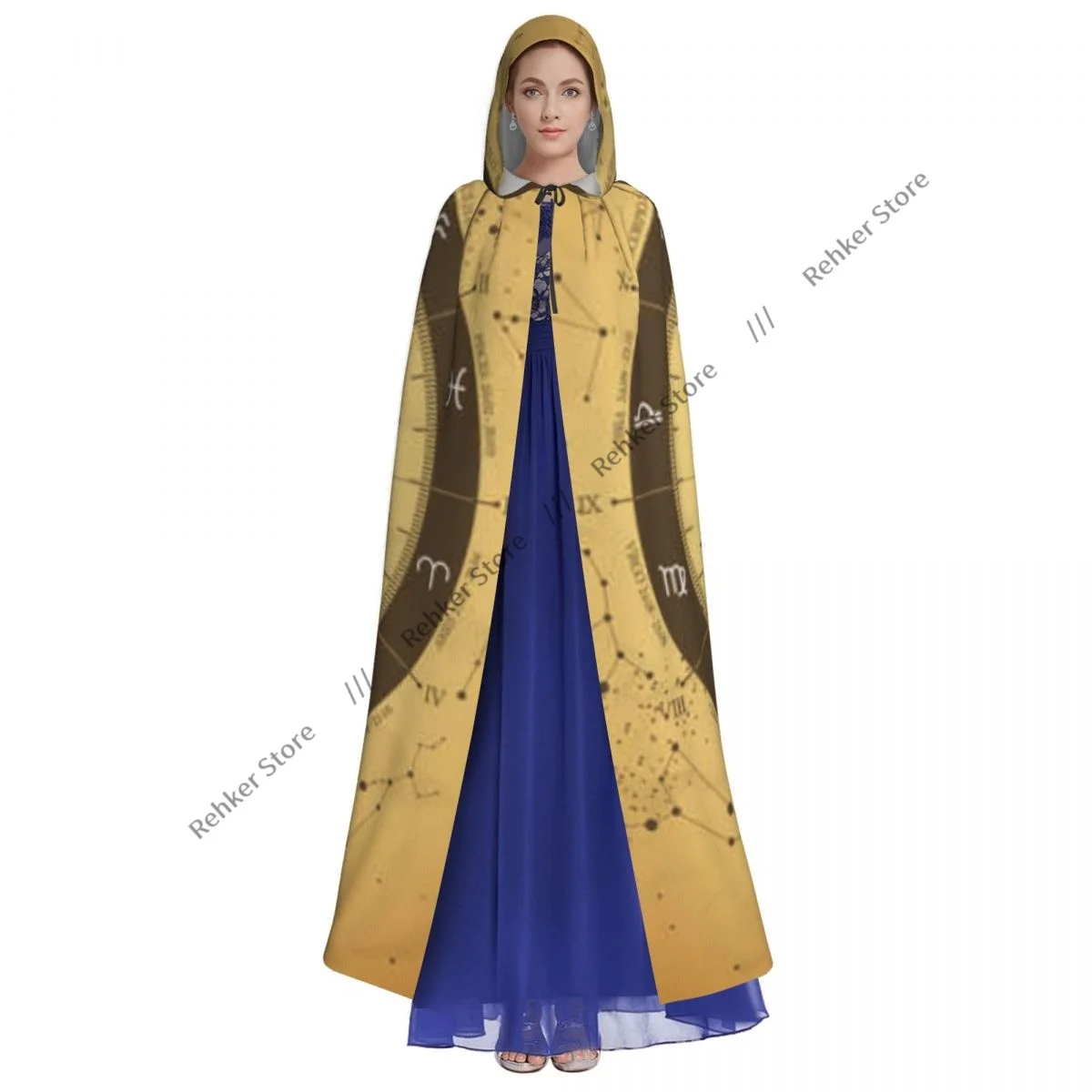 Cosplay Medieval Costumes Magic Witchcraft Astrology Wheel Zodiac Planet Signs Cloak Capes Long Robes Jackets Coat Carnival