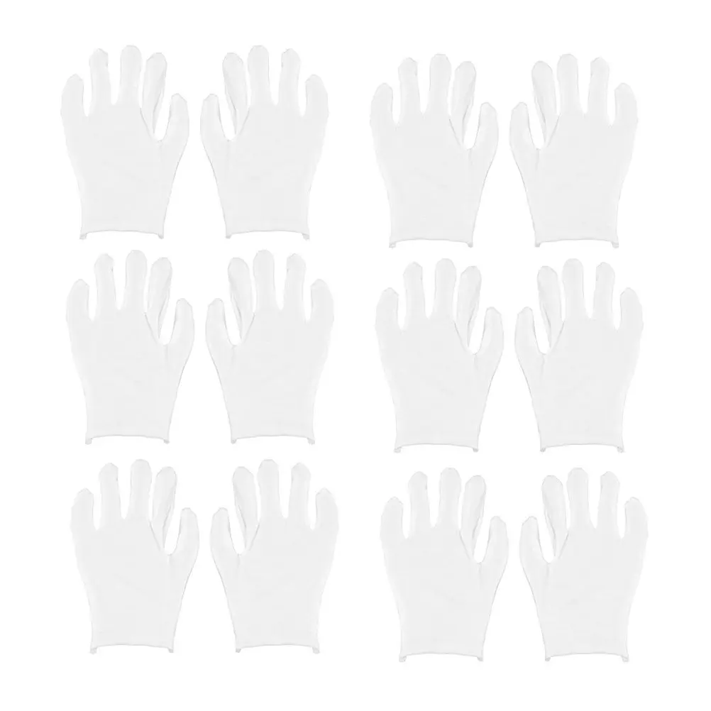 12Pairs Protective Gloves Cotton Lightweight White for Industrial Gardening Work Safety Thin Reusable Comfort Work Gloves