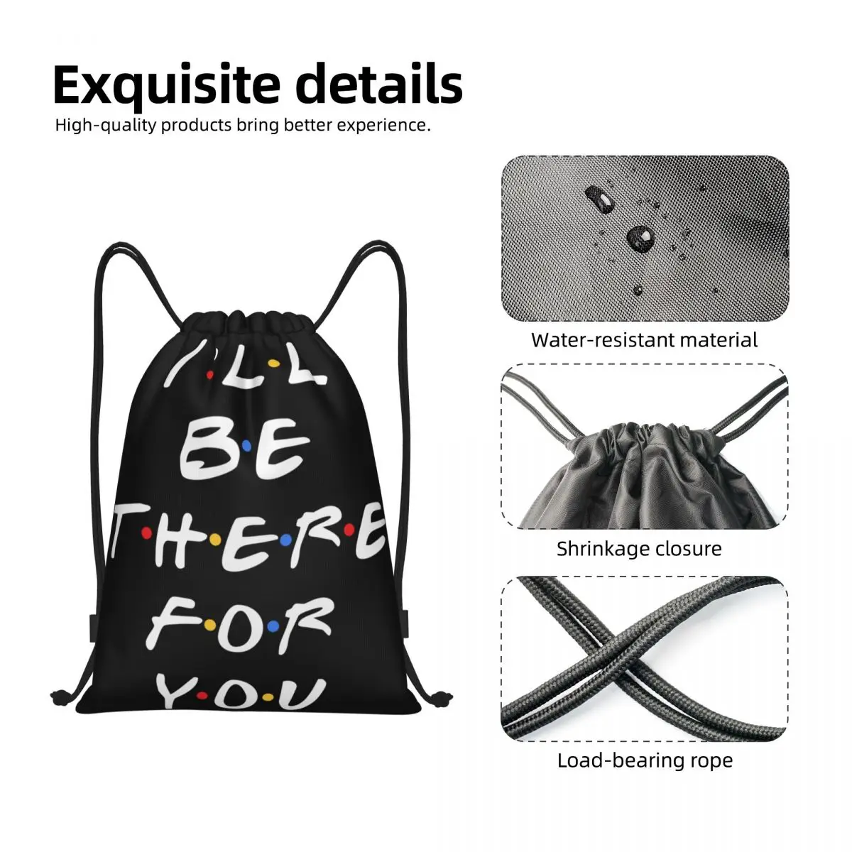 Tv Show Friends Funny Quote Drawstring Bags Women Foldable Gym Sports Sackpack I'll Be There For You Training Storage Backpacks