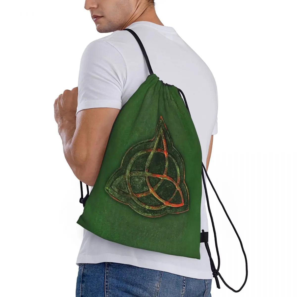 

Book Of Shadows - Charmed Triquetra Design Backpacks Casual Drawstring Bundle Pocket Storage Bag Book Bags for Travel School
