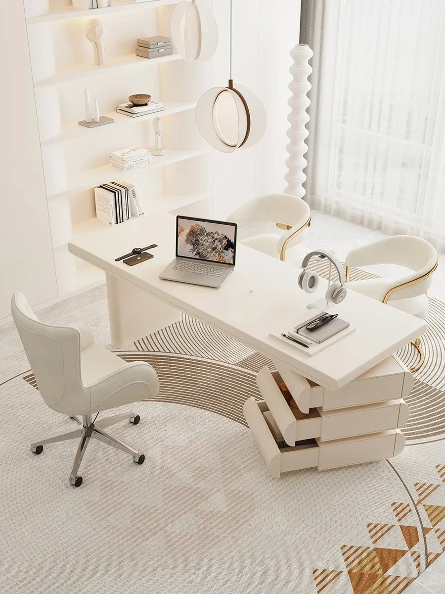 

Cream Style Solid Wood Desk Living Room Study Light Luxury High-End Office Calligraphy Table