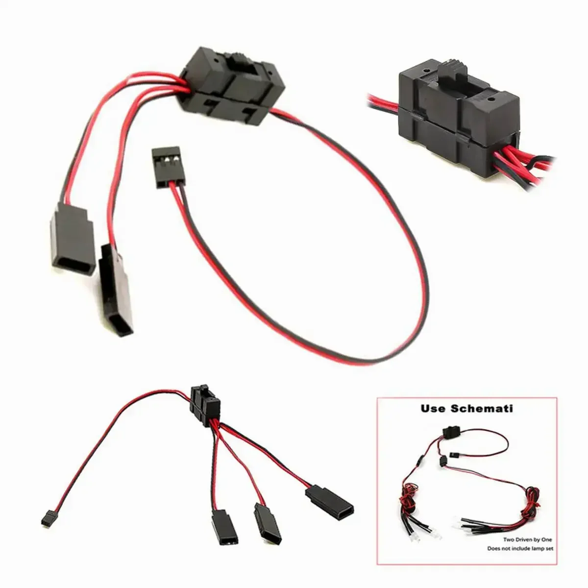 Replacement Y Split Line On/off Switch Channel Extension Cords Cable Light Wire Split Cable for RC Climbing Car Light Group