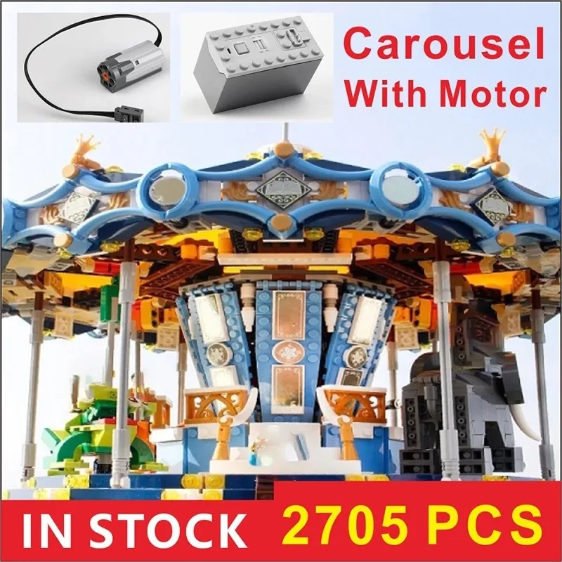 NONE Mit Licht Kinder Grand Carousel MOC Display Bausteine Ziegel Kinder Geburtstag Weihnachten Geschenk Spielzeug Kompatibel 15036 10257 5