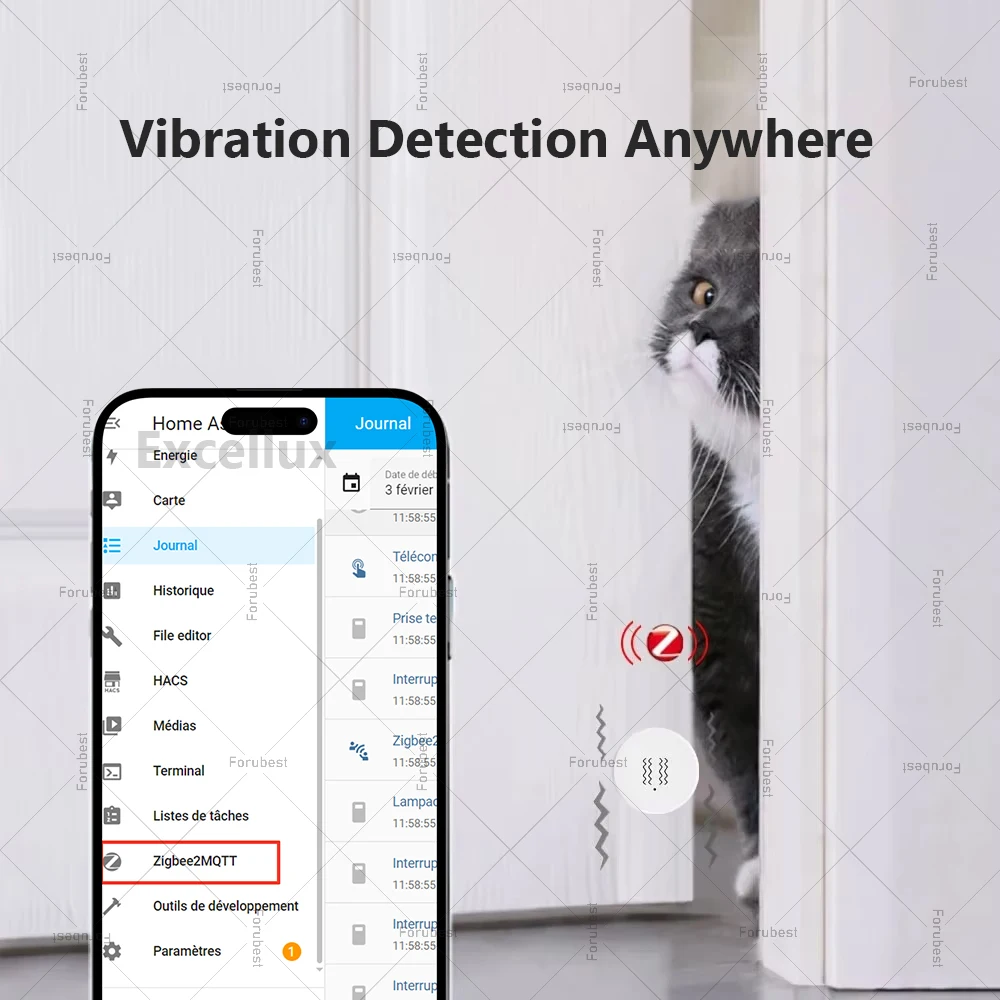 Sensor de vibración inteligente ZigBee, monitoreo en tiempo Real, protección de seguridad, Detector de alarma de choque, funciona con el asistente doméstico Zigbee2mqtt
