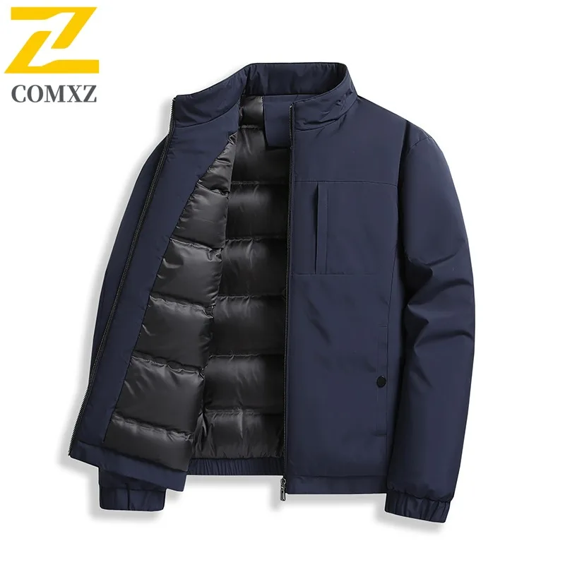 

COMXZ Men Short Padded Jacket Fashion Casual Baseball Collar Camping Warm Parkas Lightweight Daily Wear Outdoor Winter Coat