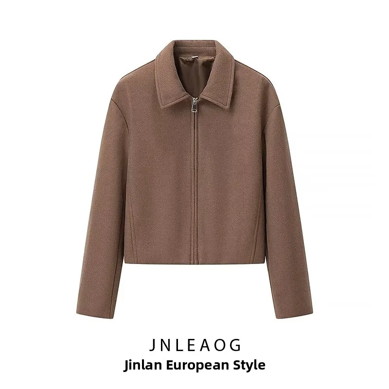 

JNLEAOG Новое женское модное повседневное шерстяное пальто Дизайн Sensation Универсальная простая верхняя одежда на молнии
