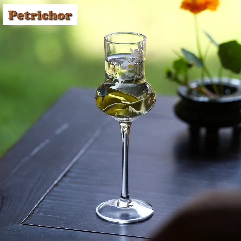 

100ml Swallow High Footed Glass Teacup Vintage Tea Bowl Beautiful Tea Cup Tea-tasting Meditation Cup Chazhan Master Cups Cafes