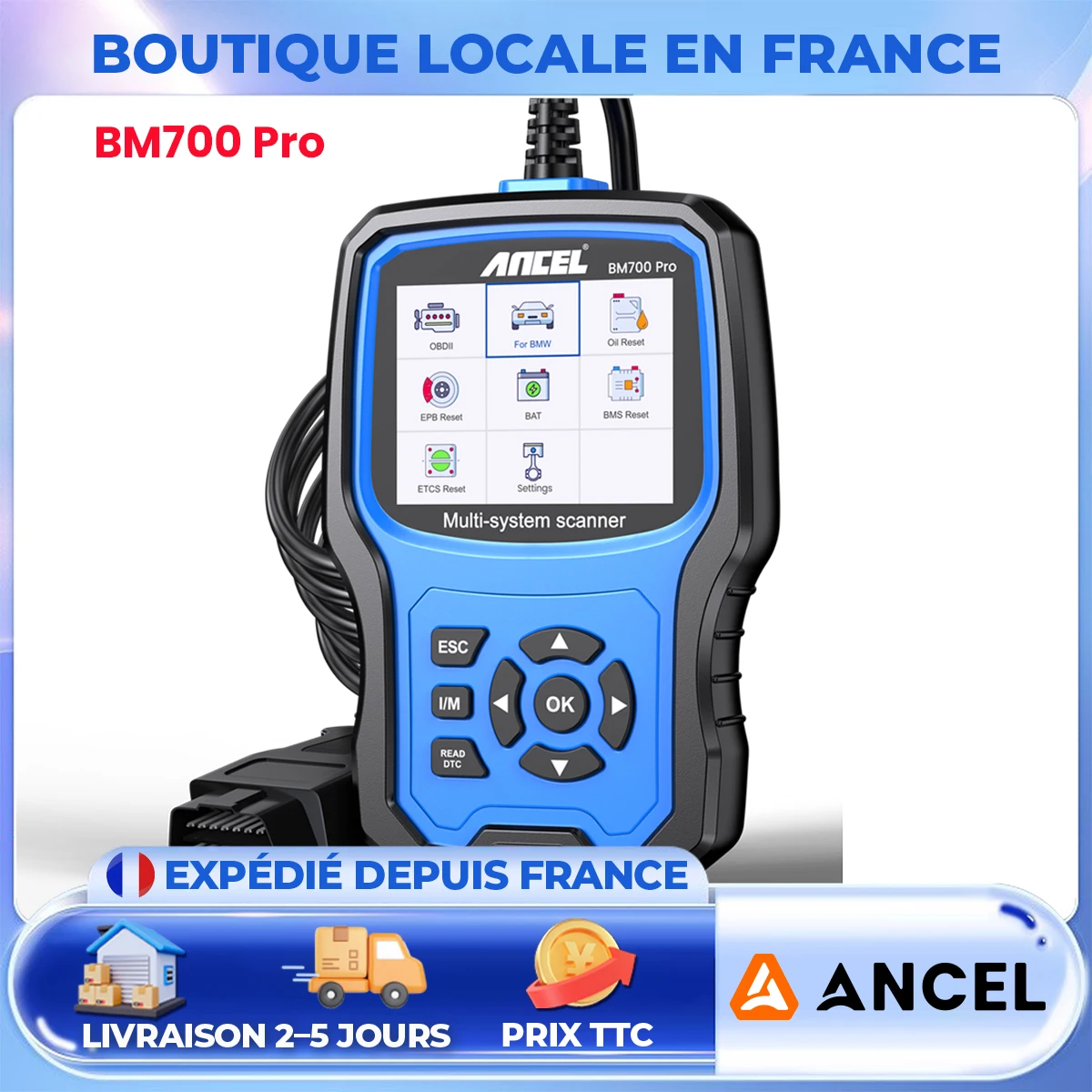 ANCEL BM700 PRO OBD2 Scanner for BMW/Mini/Rolls-Royce Full-System Diagnostic Tool with EPB SAS Airbag TPMS Battery Oil Reset