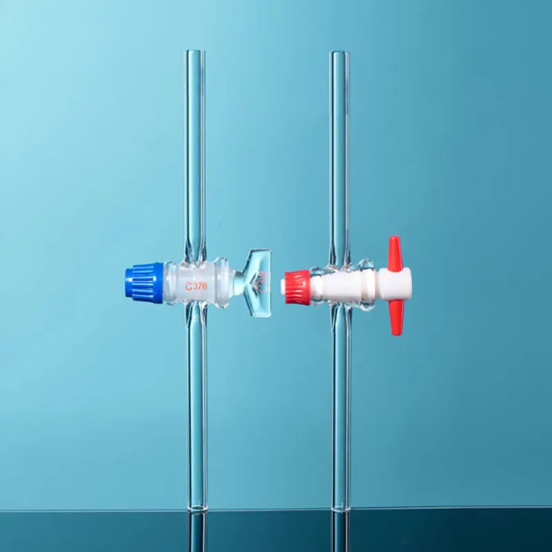 Straight piston two-way connection hose rubber latex tube air guide PTFE glass piston high borosilicate glass