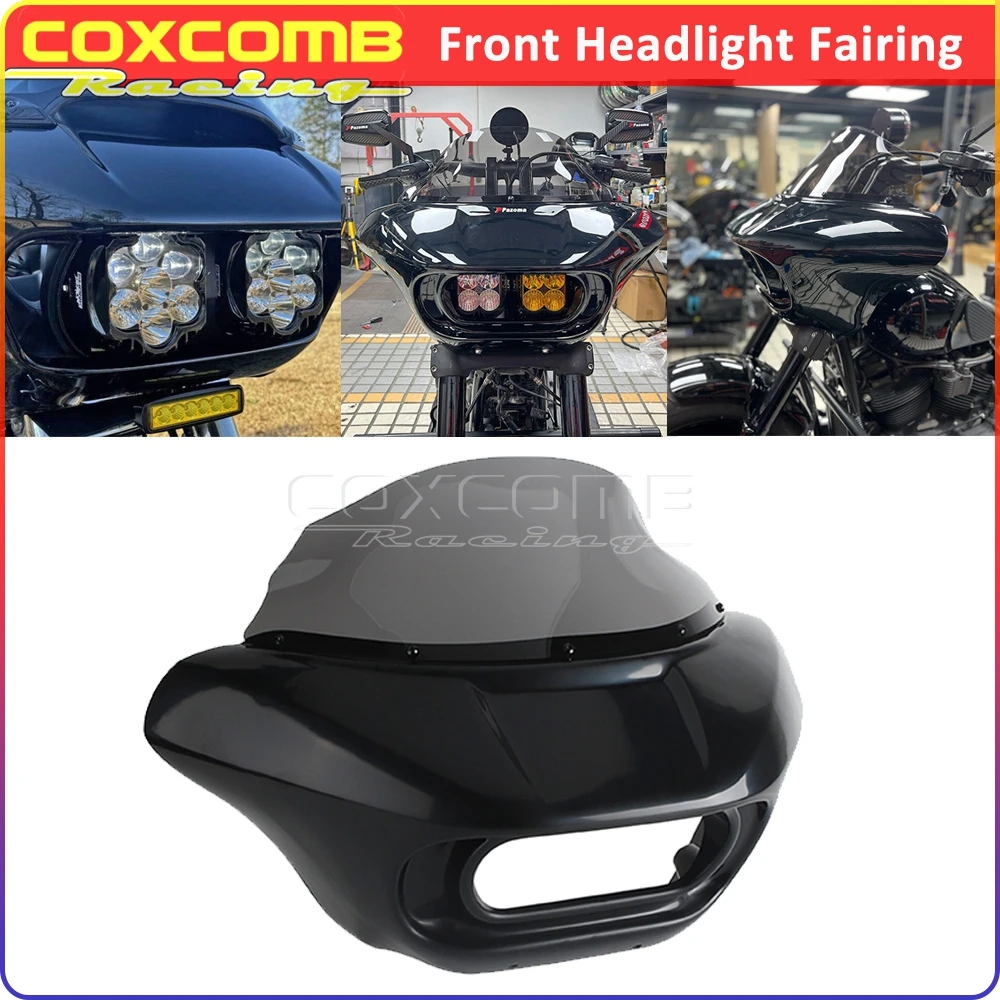 

Motorcycle Front Headlight Fairing With Headlamp Adjustable Bracket For Harley Softail FXFB 114 FXFBS For Baja Designs Dual LP4