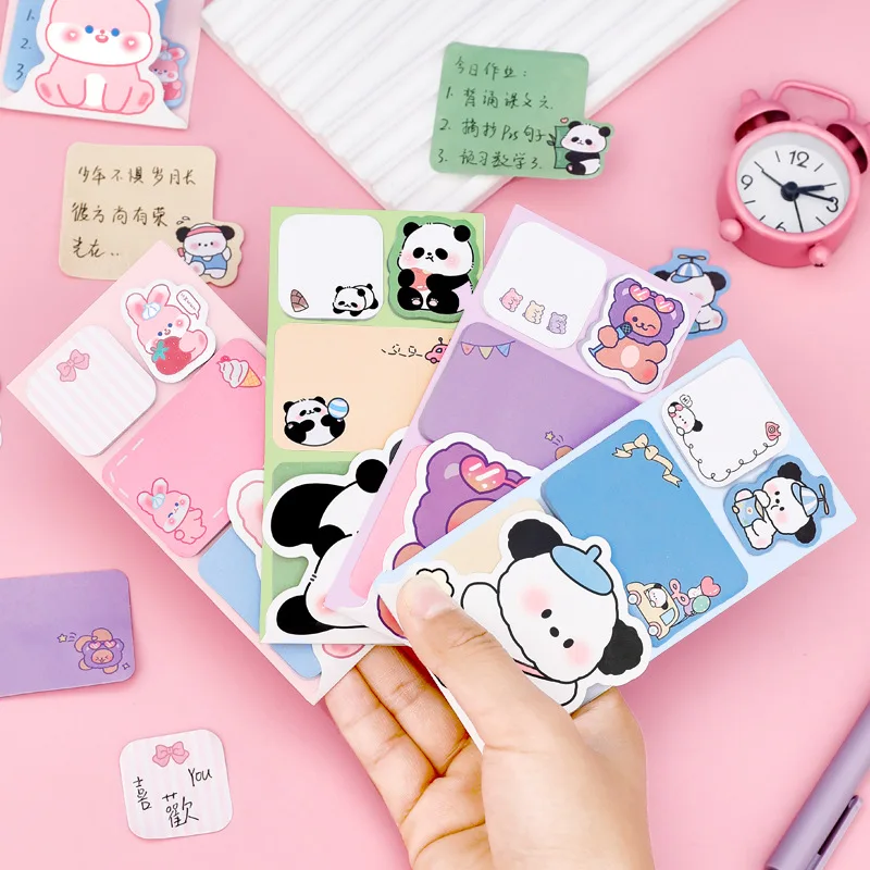1 Pieces Lytwtw's Lovely Animal Panda Rabbit Bear Dog Sticky Notes Memo Pad Paper School Supplies Planner Stickers Stationery