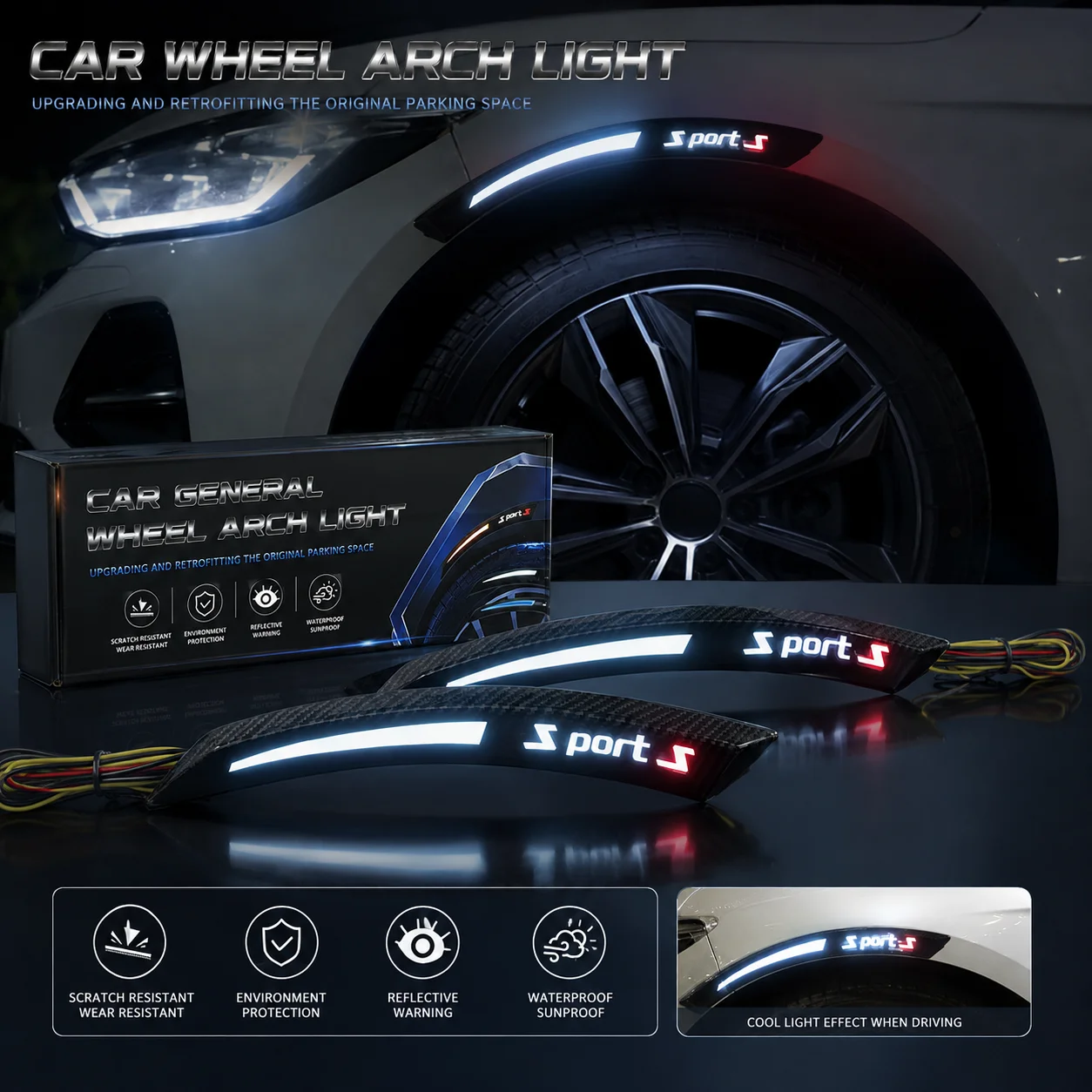 Car Blade Lights, Mudguard, Turn Signal Lights, ABS Board Decoration, External Automatic Tuning Design, universal Accessories