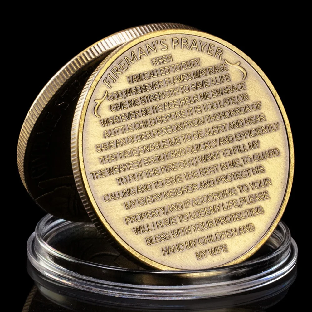 United States Firefighter Souvenir Bronze Coin Give Me Strength To Save A Life Collectible Gift Fireman's Prayer Challenge Coin