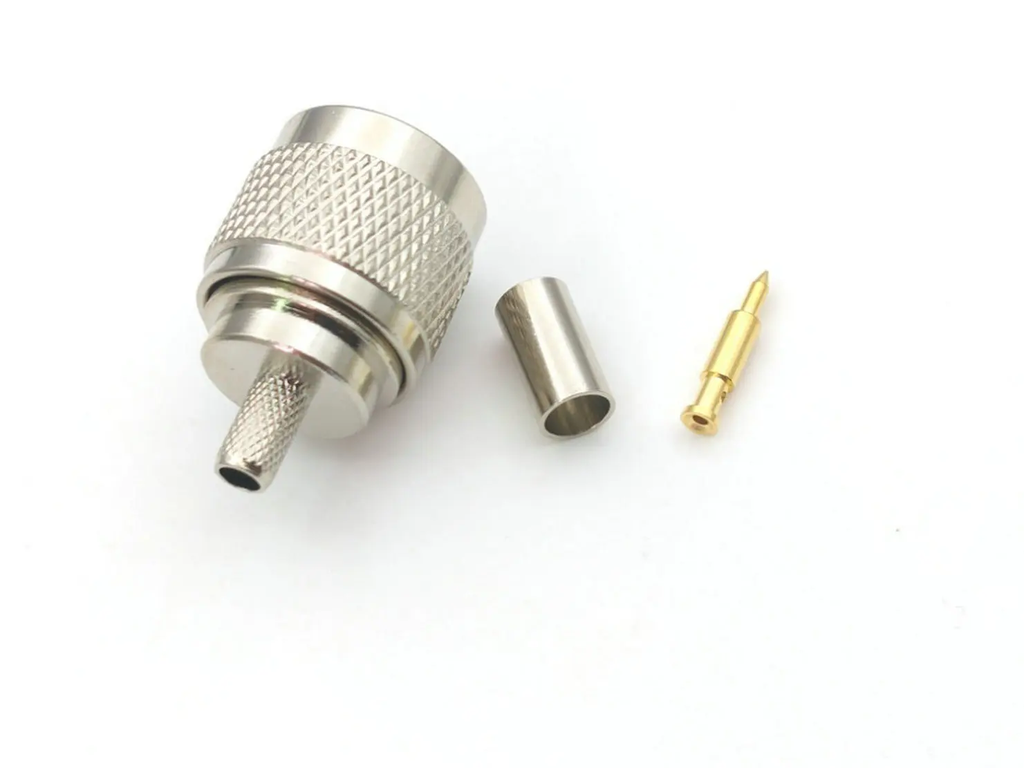 Conector N de cobre, conector macho para RG58, RG142, LMR195, RG400