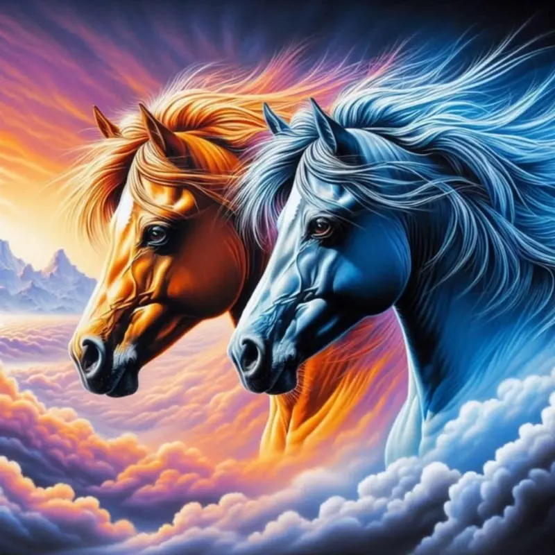 

Two Horses AB Diamond Painting Kits Photo Art 5d Diy Full Square Round Mosaic Cross Stitch Embroidery Home Decor Gift