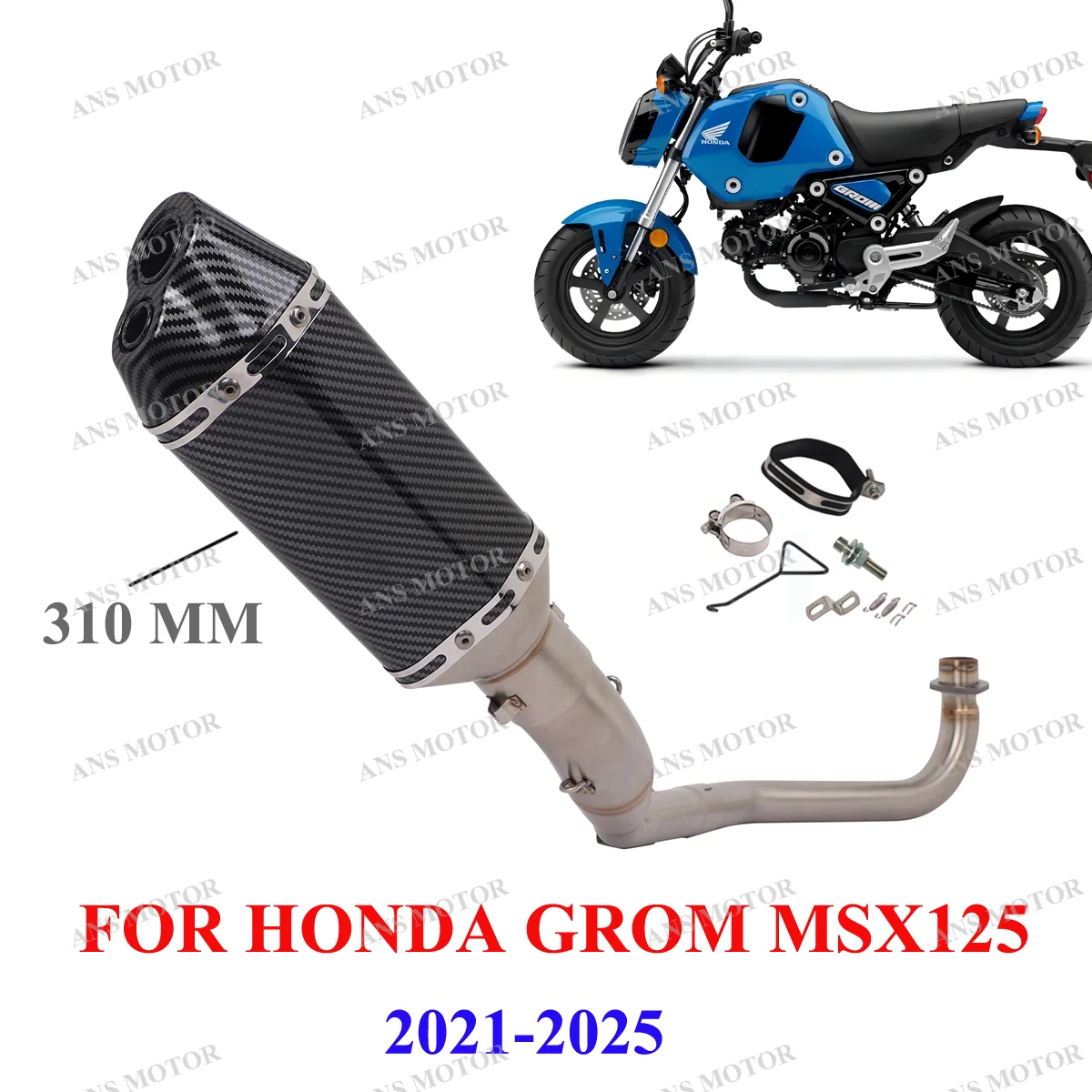 

Slip On For Honda Grom Msx125 2021-2025 Motorcycle Exhaust Full System Eacape Grom Exhaust Dual Holes Easy Install