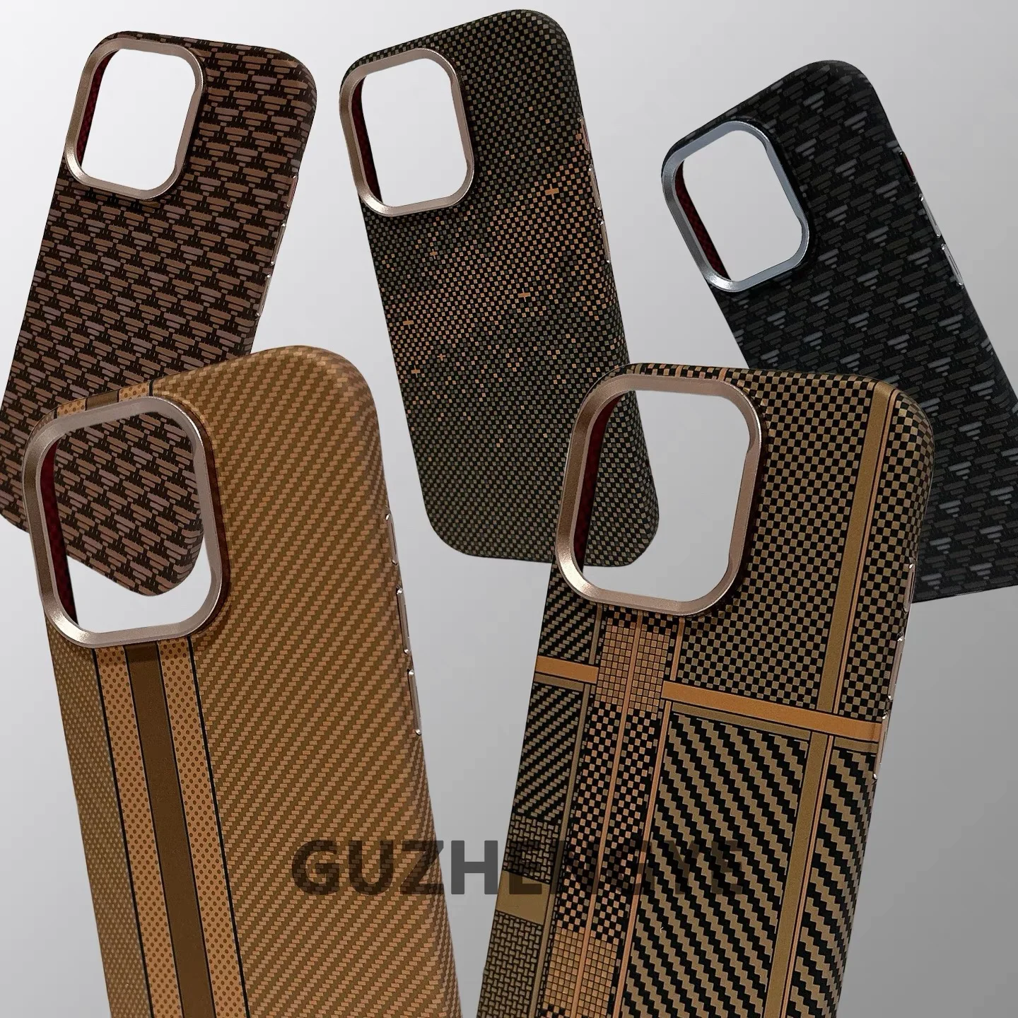 

Magsafe gold series magnetic carbon fibre kev pattern mobile phone case, suitable for iPhone simple business style frosted anti-