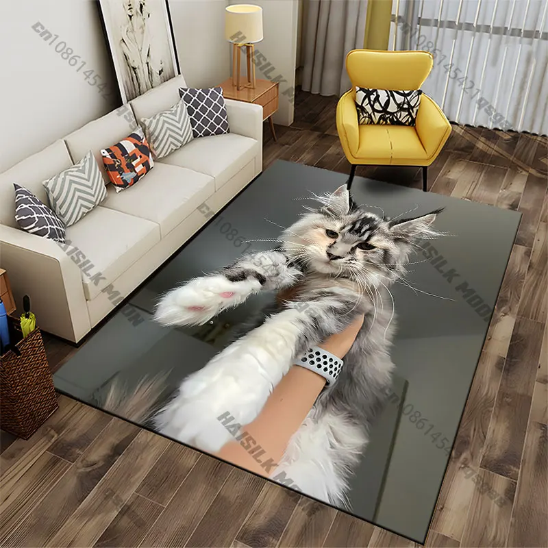 Fluffy cat held by hand carpet Yoga living room room decor children's crawling mat doormat area rug games mat