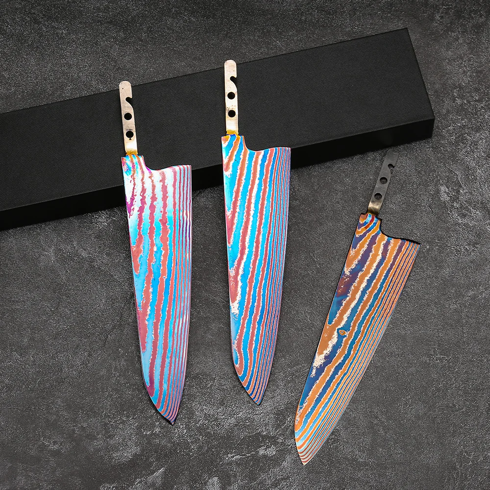 

Заготовка для ножа Timascus из титановой дамасской стали, набор для изготовления кухонного ножа без рукоятки, материал для самостоятельного изготовления, премиум-класс.