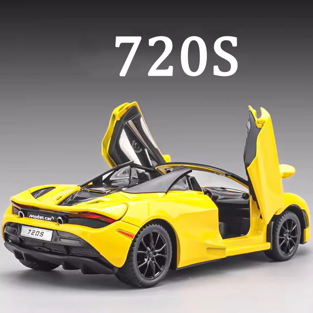 1:32 سبيكة دييكاست 720S لعبة مجسمة سيارات ضوء الصوت التراجع أبواب سيارة مصغرة مفتوحة سيارة مصغرة هدايا مثالية للأولاد