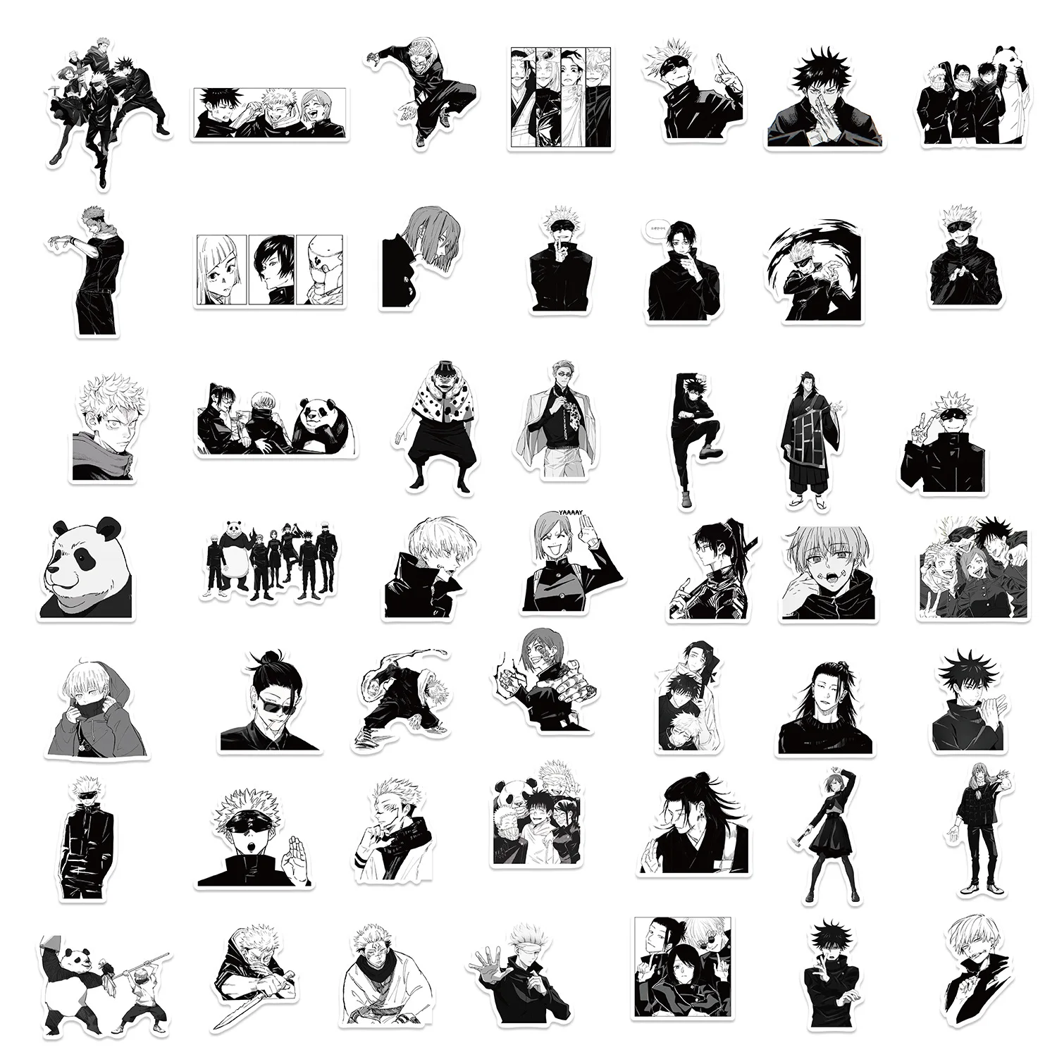 10/50PCS New Black WhiteAnime Stickers Jujutsu Kaisen Decal Phone Suitcase Graffiti Laptop Decals DIY Skateboard Sticker Toy