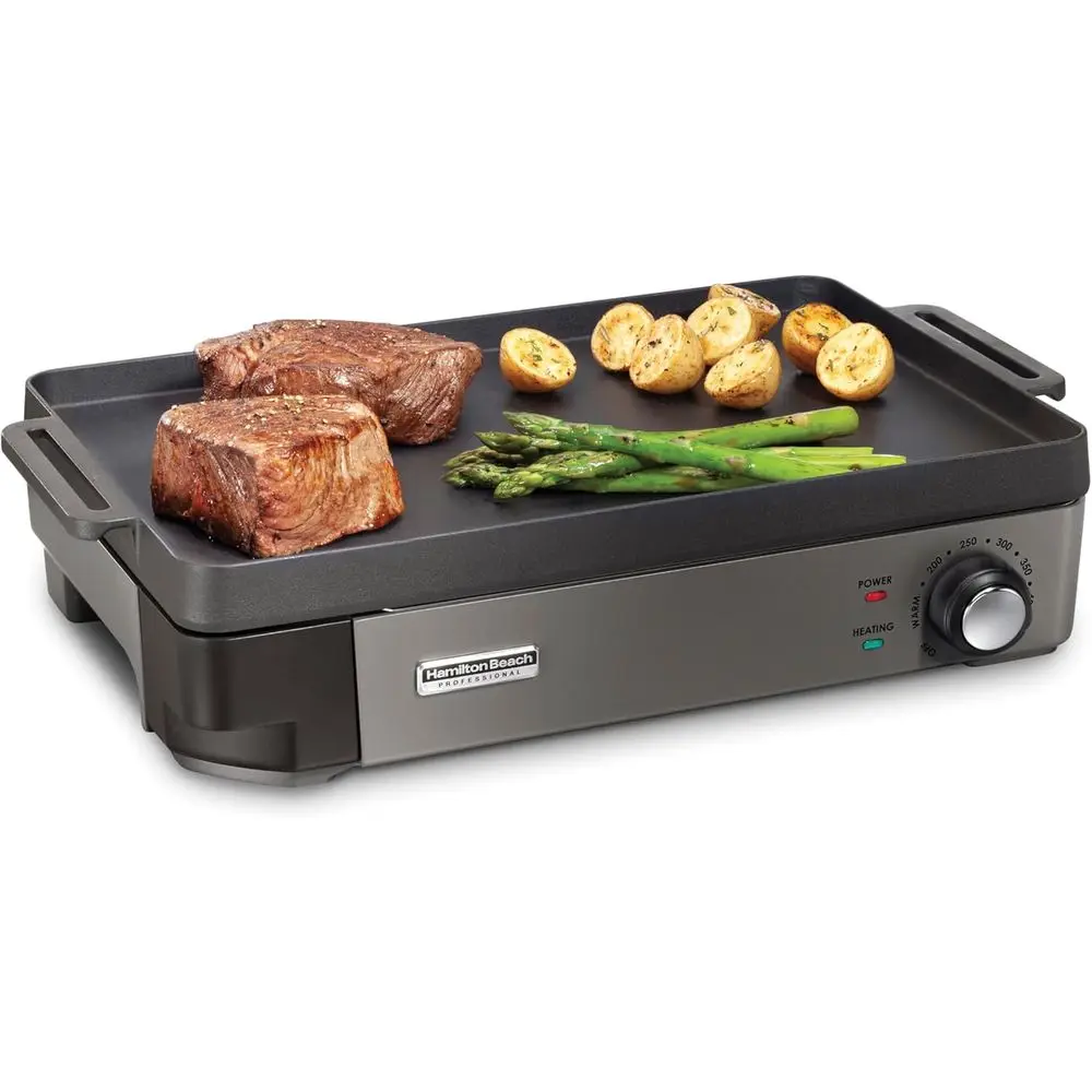 

10 x 16 Preseasoned Cast Iron Indoor Electric Grill and Griddle, Adjustable to 450°F