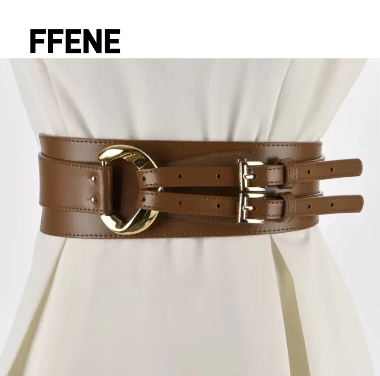 

Luxurious, unique, irregularly shaped pure cowhide women's belt, highly decorative, versatile genuine leather belt.