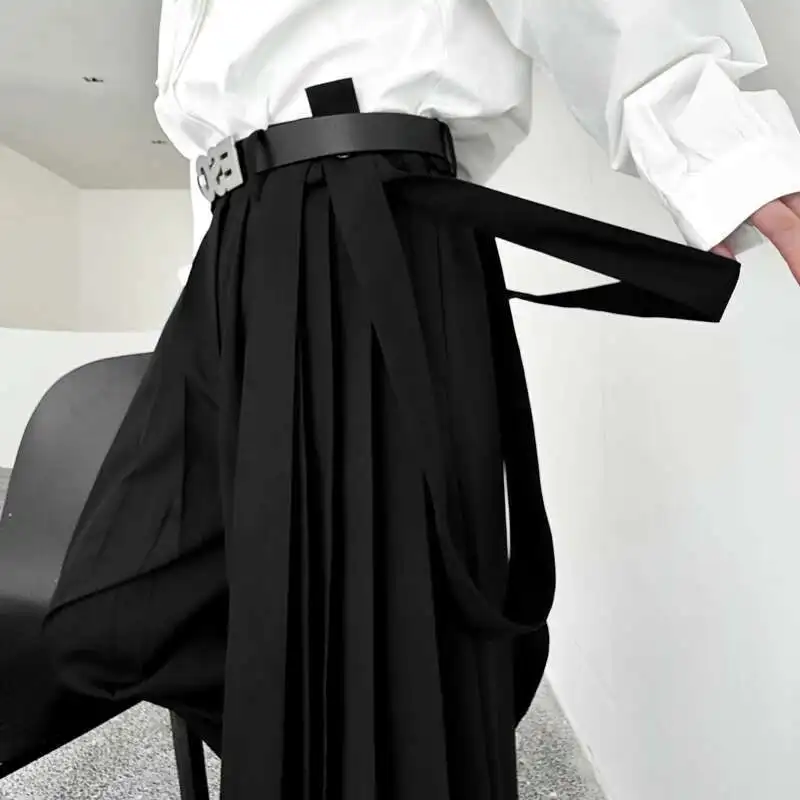 Luzhen saia calças casuais plissadas fita design masculino primavera original casual versátil simples roupas bonitas lz8862