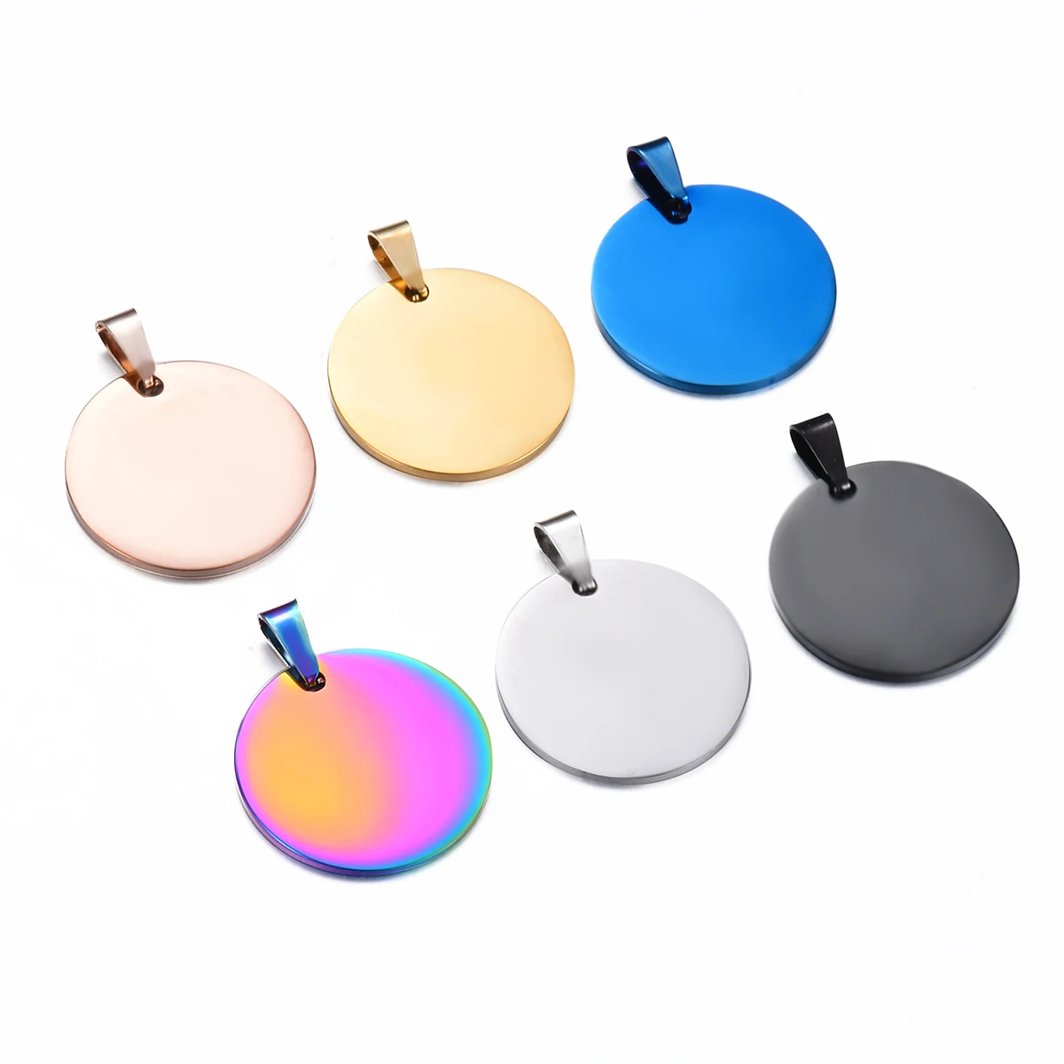 10pcs Wholesale Military Army Style Disc Round Pendant 6 Colors Blank Necklace Stainless Steel Dog Tags Chain Necklaces 4 Sizes