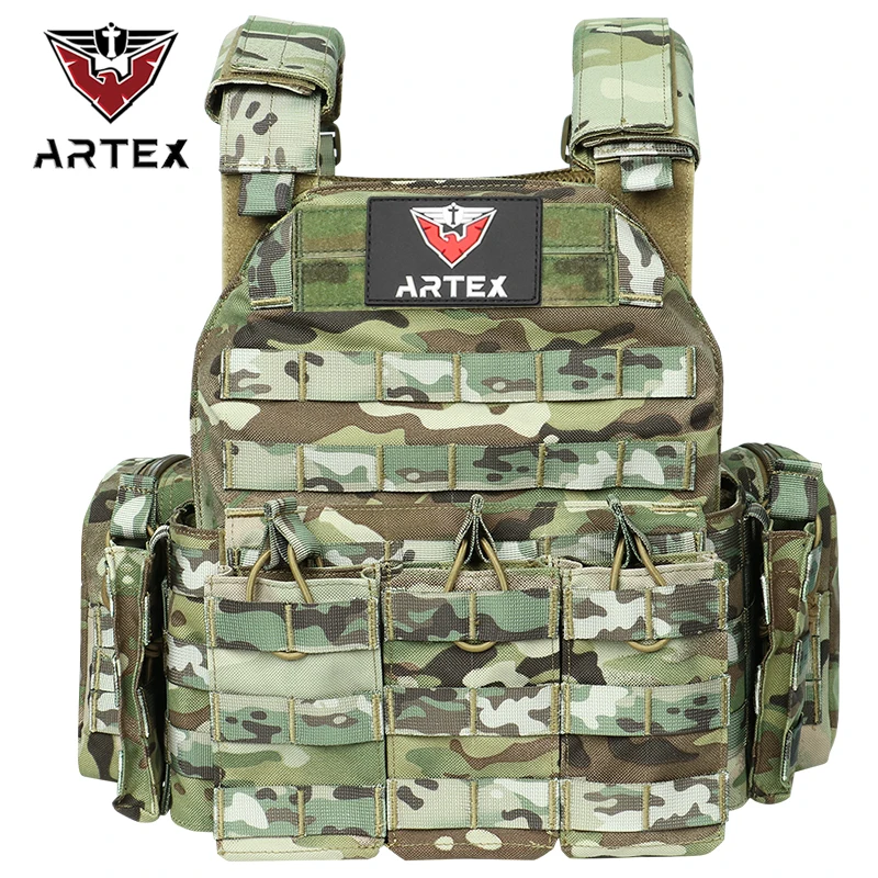 Artex Tacticon Vest Pouches Plate Carrier Vest, Hunting Armor, Adjustable Training Vests Breathable 3D Mesh Liner Combat Vest