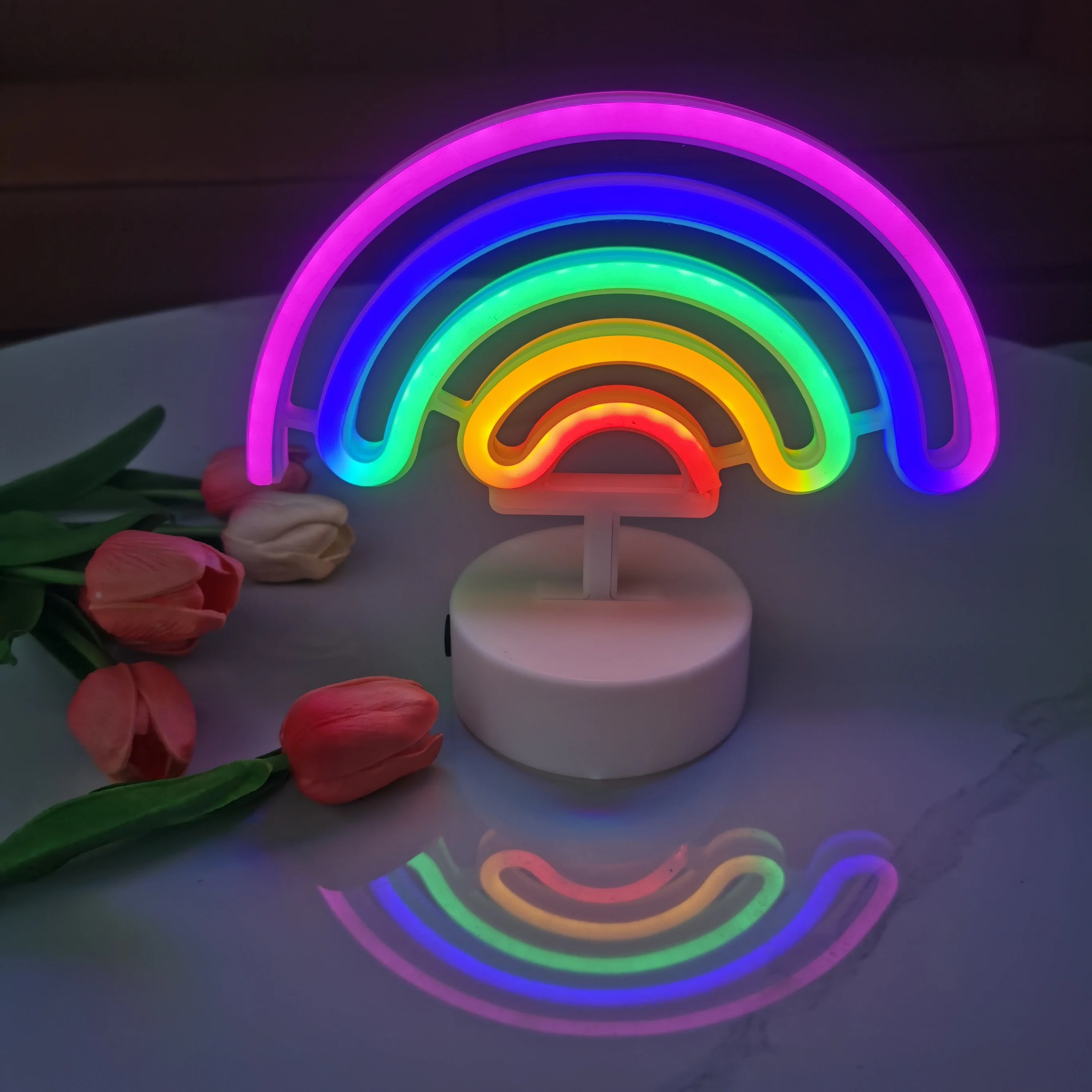 Cute rainbow neon lights, USB or battery powered, home, wedding, birthday party, pride month desktop decoration supplies, gifts