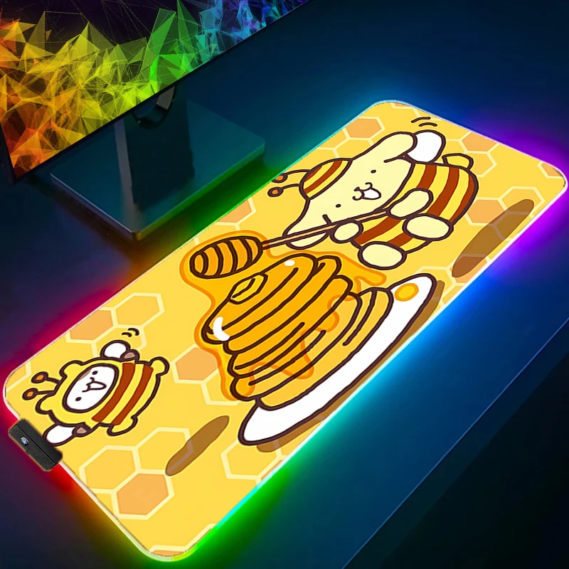 

RGB Backlight Mouse Pad P-pompompurin Anime Gabinete Gamer Computer LED Desk Mat Keyboard Gaming Accessories Kawaii XL Mousepad