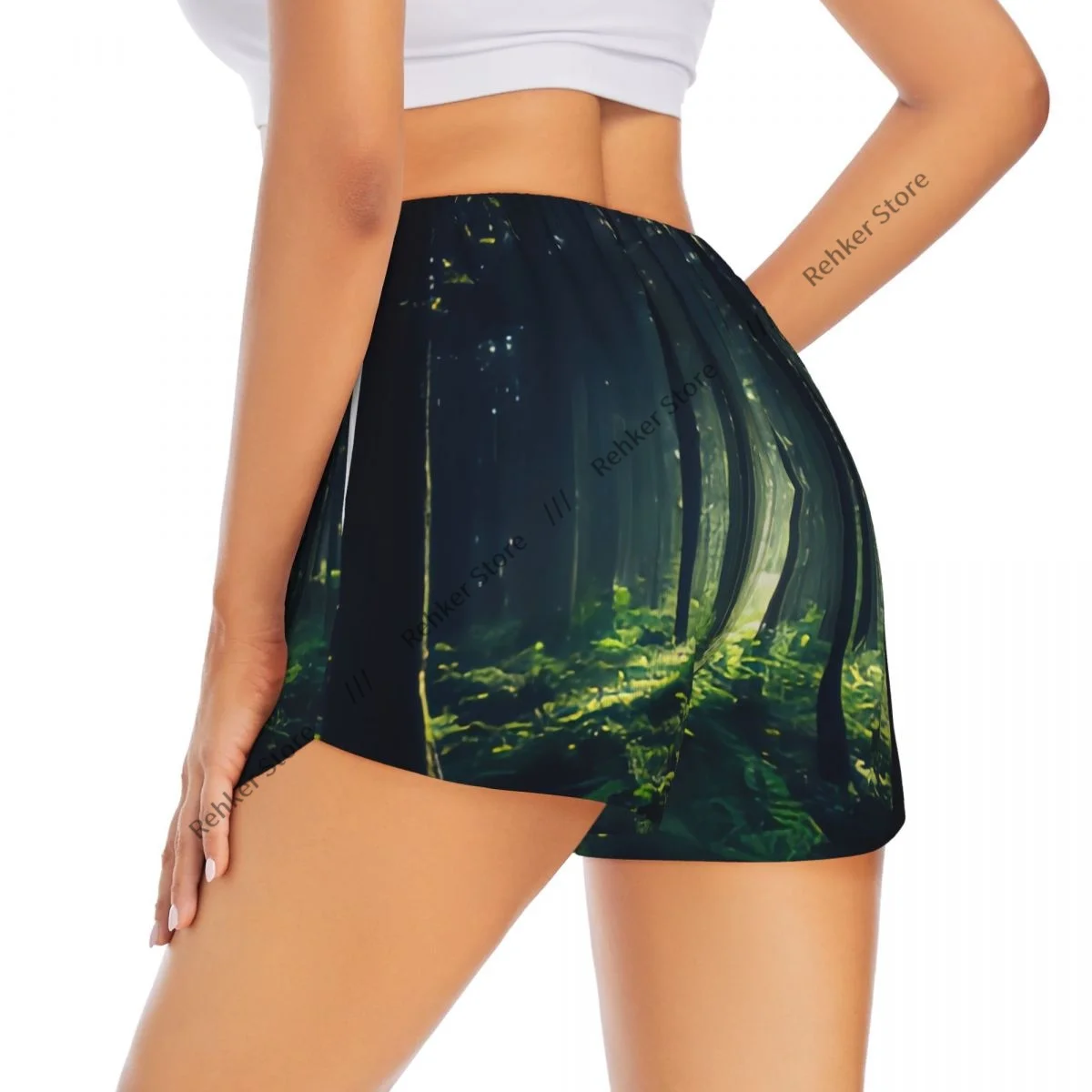 Pantaloncini da yoga da donna Foresta oscura sul sentiero Pantaloncini da allenamento Fitness ad asciugatura rapida da donna Yoga Palestra da corsa Pantaloni corti Abbigliamento sportivo