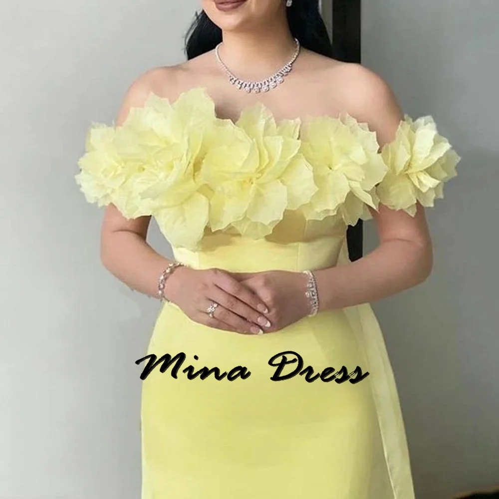 Mina Off the Shoulder Evening Dresses Woman Elegant Luxury Evening Dress 2024 Dubai Sleeveless Applique Prom Dresses Sale Party