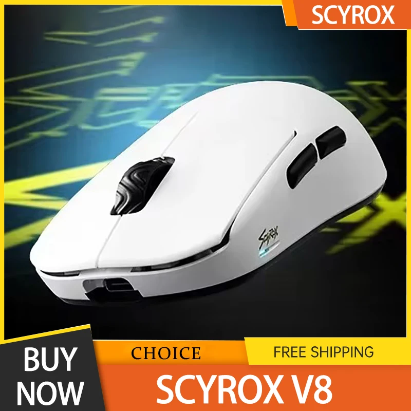 Scyrox V8 8k Mouse 2.4g Three-Mode Wireless Light Weight Mouse Customized Pixart3950 Gaming Mouse For Pc E-Sports Gamer Gifts