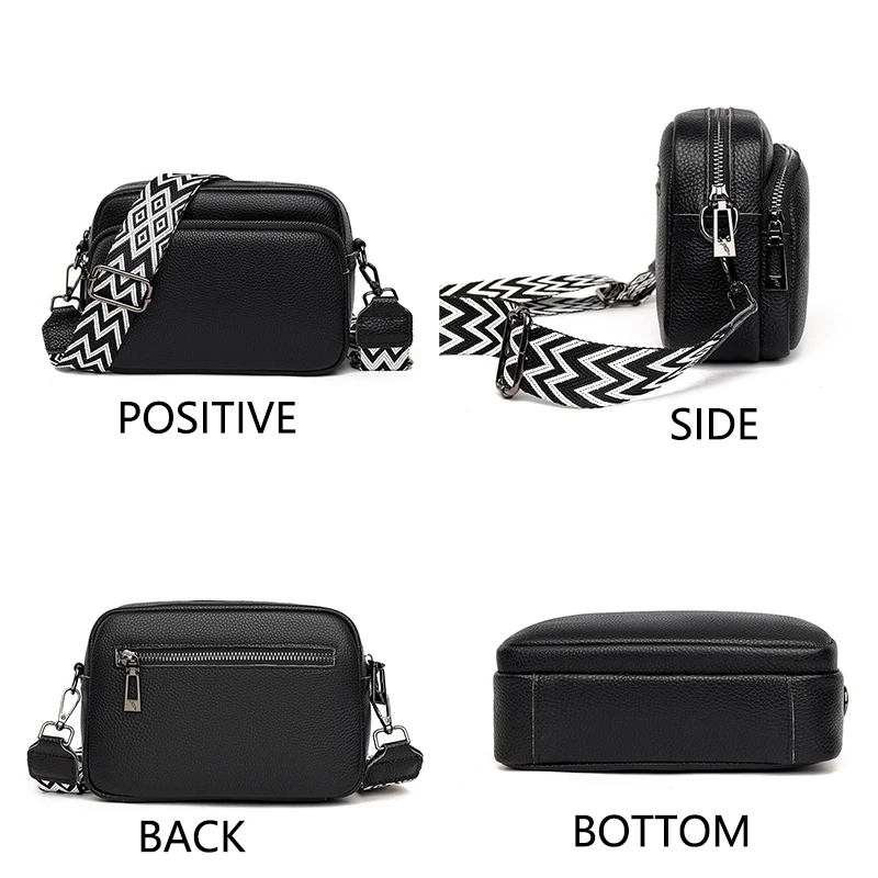 New Striped Wide Shoulder Strap Authentic Cowhide  Shoulder Bag Solid Color Additional Thin Shoulder Strap Fashion Crossbody Bag