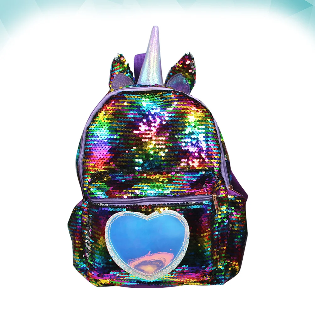 

Large Capacity Unicorn Sequins Backpack Colorful Stylish Schoolbag Student Travel Bag Cartoon Shoulder Bag for Women